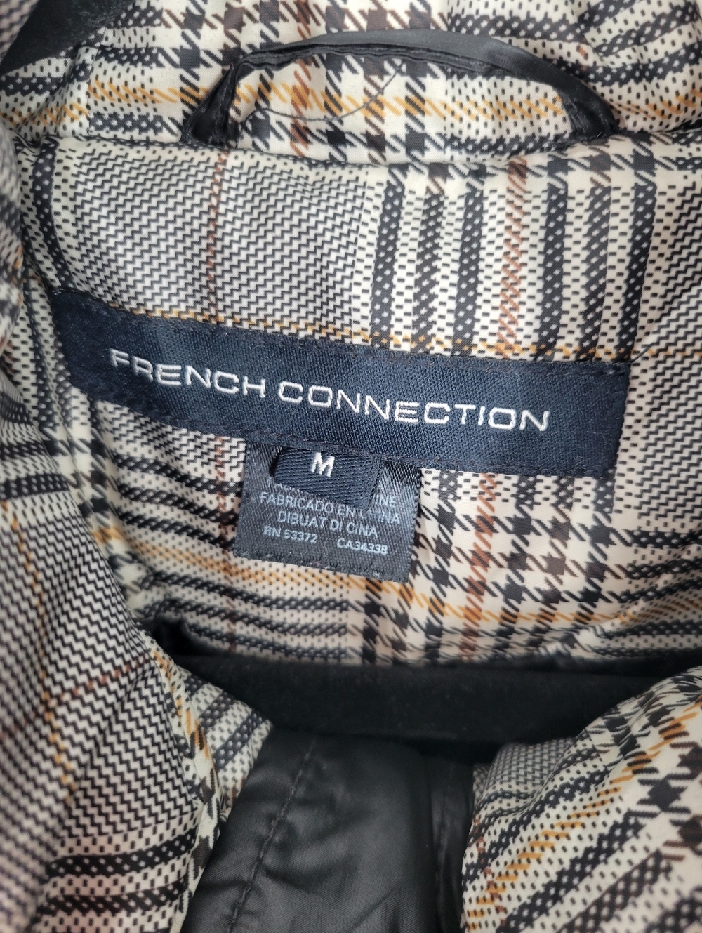 French Connection Black Quilted Hooded Puffer Coat Size M - Picture 3 of 6
